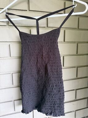 No Boundaries Black Smocked Tank Top with T-Back Straps
